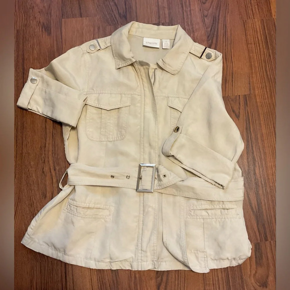 Chico's Cream Utility Jacket with Textured Fabric - Picture 2 of 5